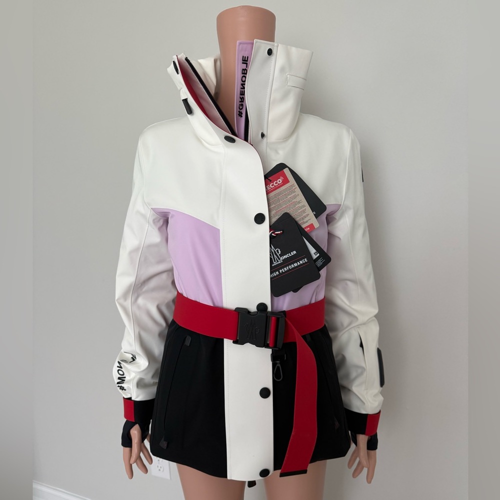 Moncler Grenoble Hainet Women's White, Pink, Black, and Red Ski Jacket